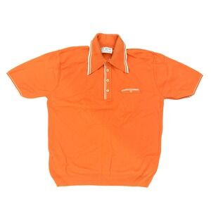 Vintage 70s Ban Lon Mens Orange Short Sleeve Polo Shirt Knit Collar Pocket M